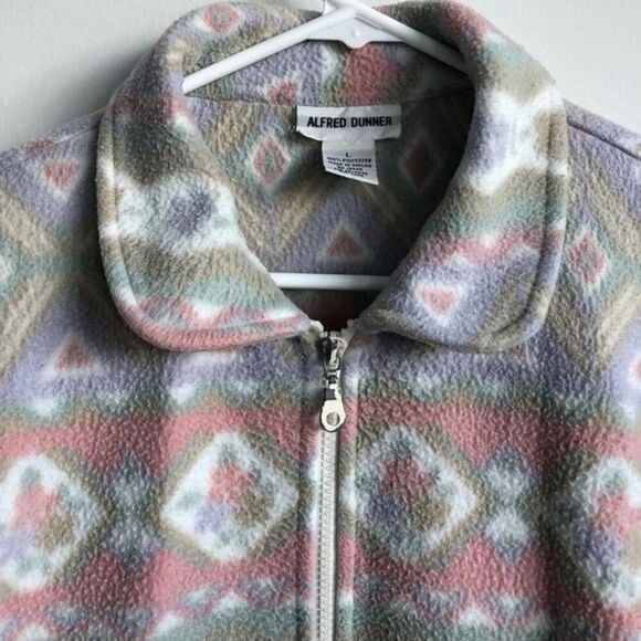 VTG Alfred Dunner Full Zip Up Jacket Multi Color Pastel Aztec Pattern Jacket L - Picture 2 of 6